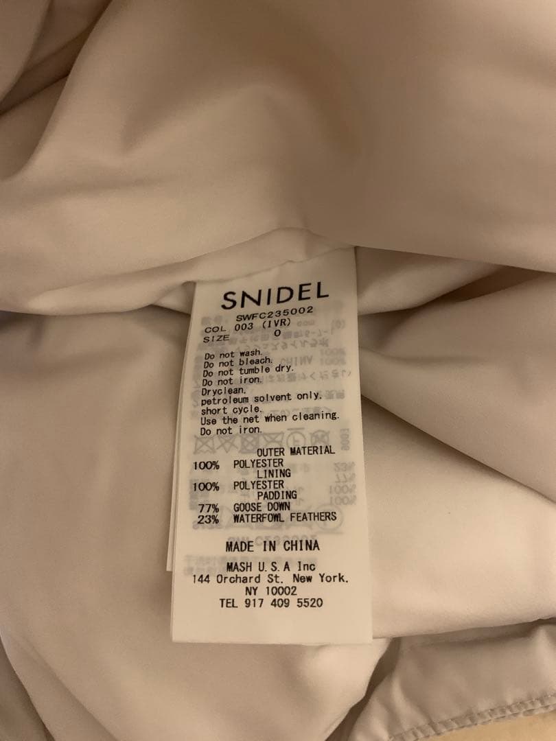 スナイデル 西川レディモッズダウンコート　IVR サイズ0