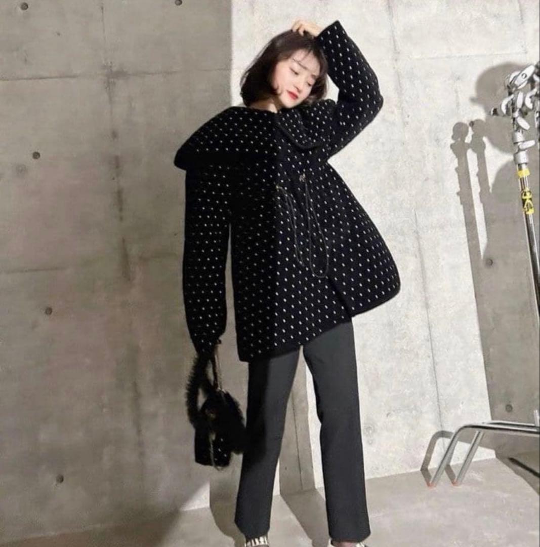 Bibiy ODETTE COAT ビックカラーコート　ドットコート
