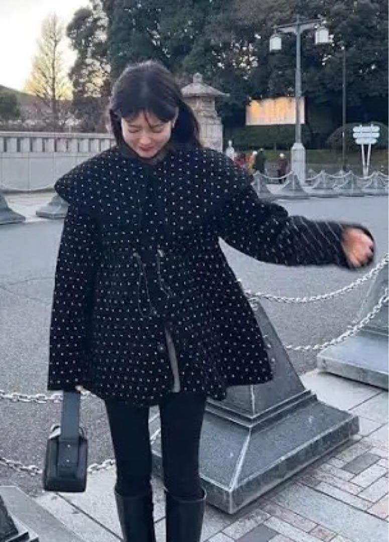 Bibiy ODETTE COAT ビックカラーコート　ドットコート