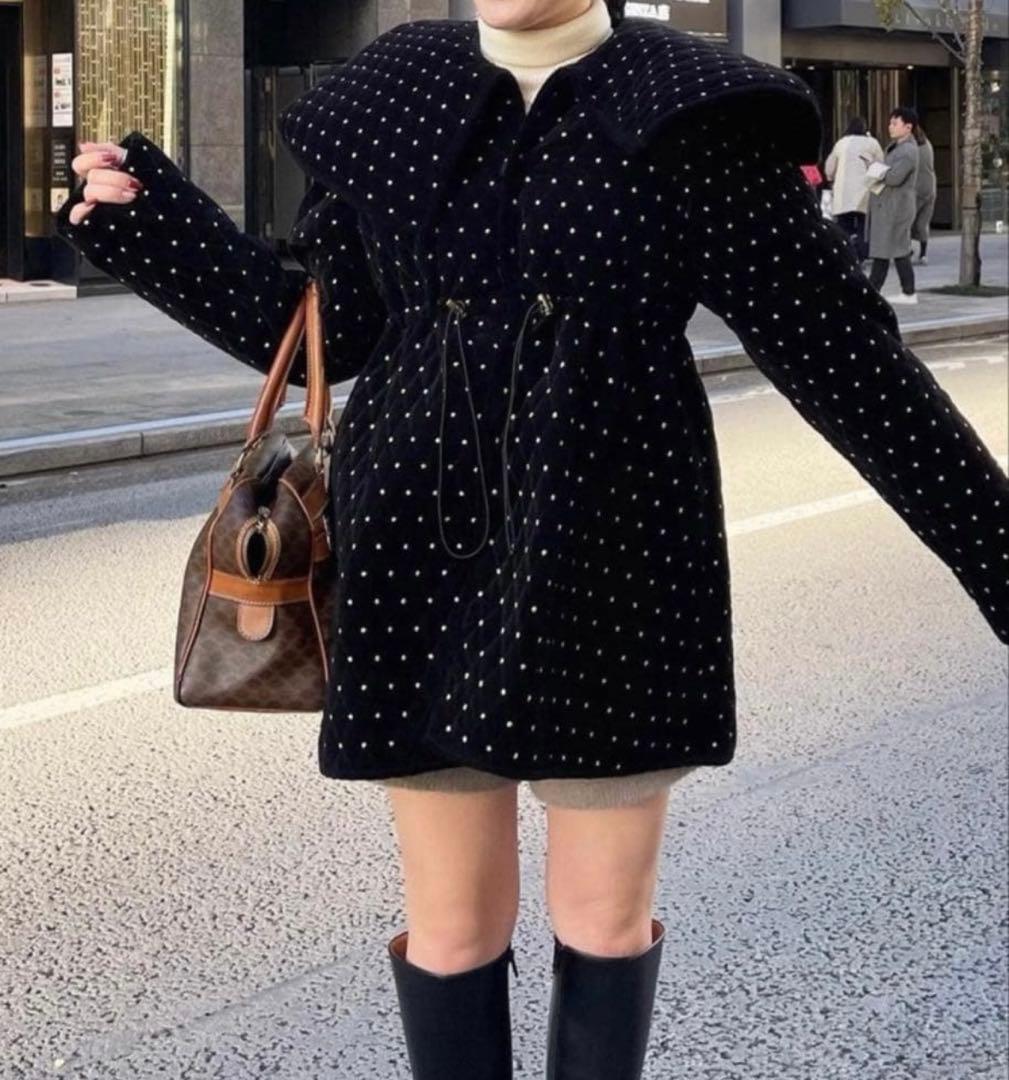 Bibiy ODETTE COAT ビックカラーコート　ドットコート