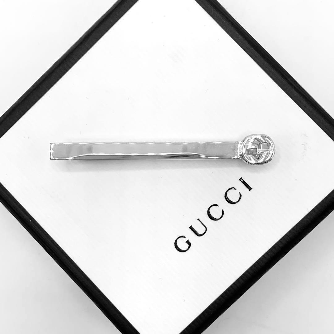 【鏡面仕上】GUCCI ネクタイピン　オシャレ　インターロッキングG 925