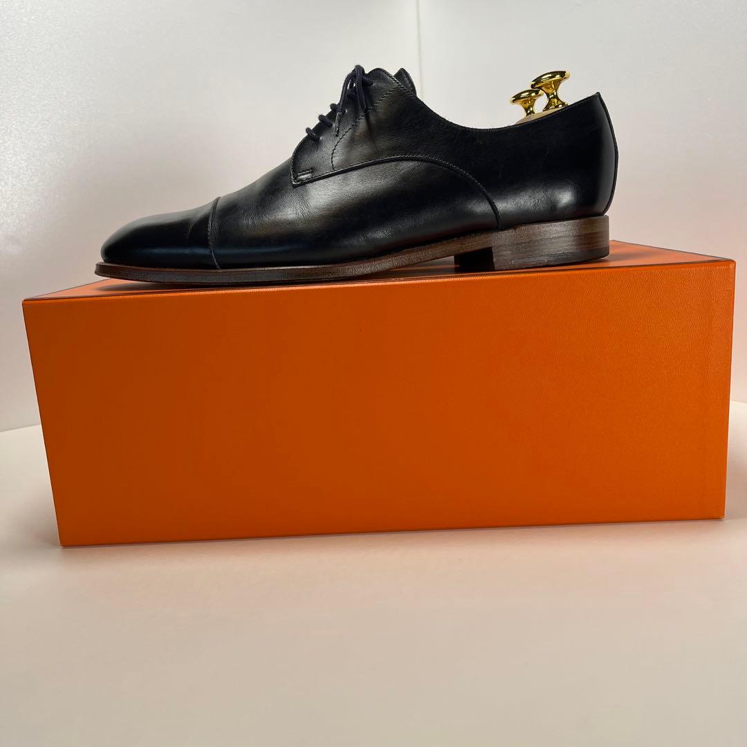 エルメス ストレートチップ 外羽根 レザー ダービーシューズ イタリア製 革靴