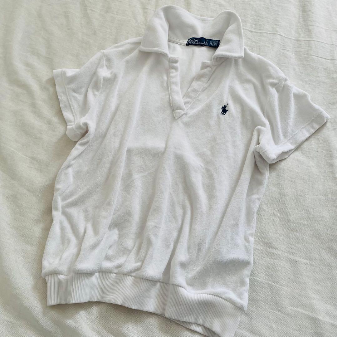 ラルフローレン♡シュランケン フィット テリー ポロ シャツ　パイル　ホワイト