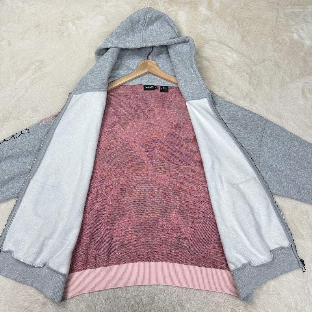 美品✨デシグアル×ミッキー 背面ジャカードニット パーカー オーバーサイズ 希少