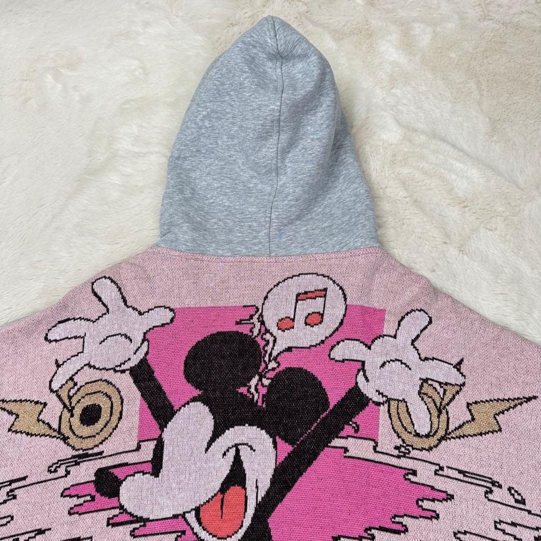 美品✨デシグアル×ミッキー 背面ジャカードニット パーカー オーバーサイズ 希少