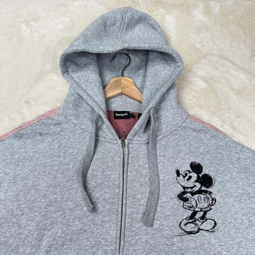 美品✨デシグアル×ミッキー 背面ジャカードニット パーカー オーバーサイズ 希少