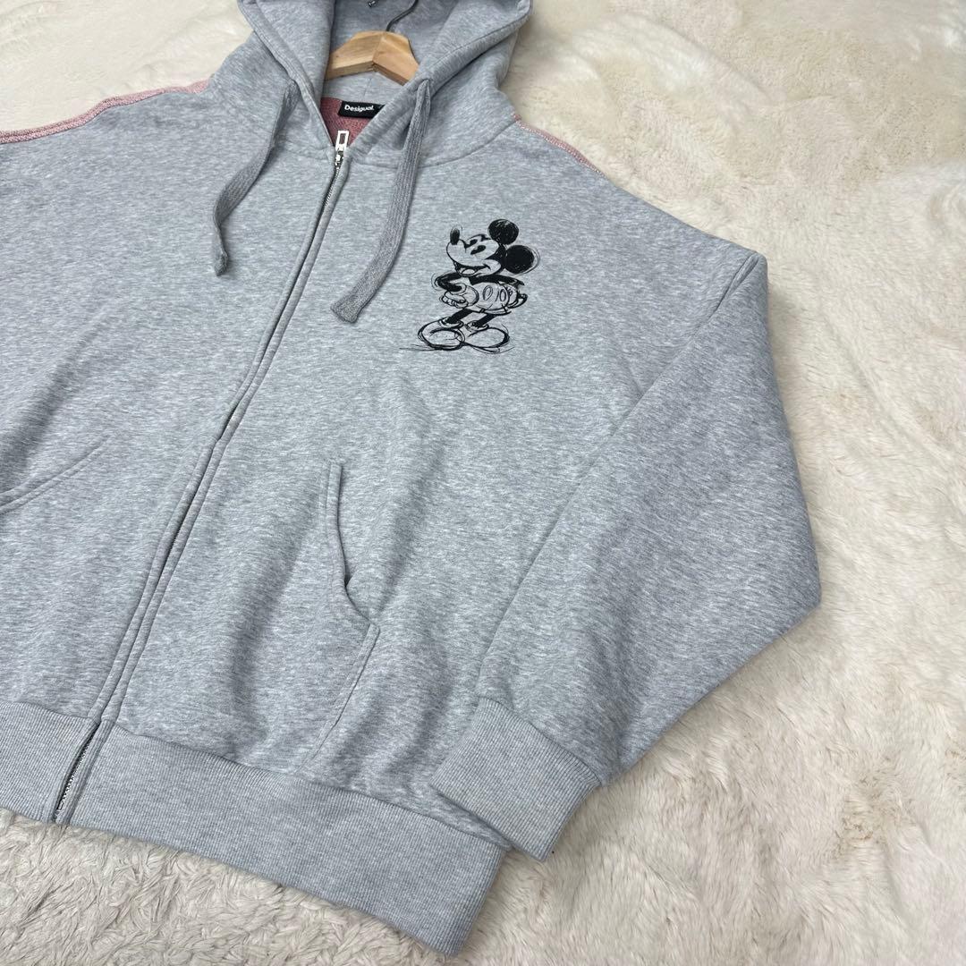 美品✨デシグアル×ミッキー 背面ジャカードニット パーカー オーバーサイズ 希少