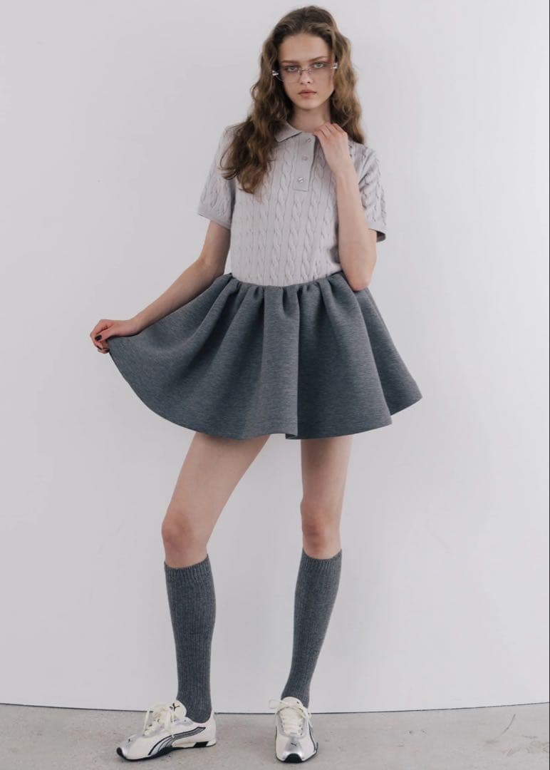 THETOE TOÉ Alster Skirt GRY グレー ミニスカート