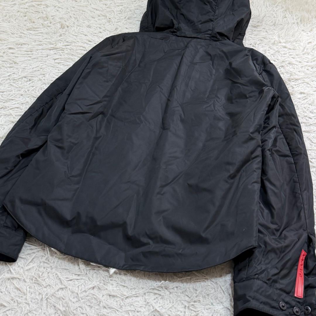 17452✨プラダスポーツ L ラバーロゴ ナイロンパーカー ブラック