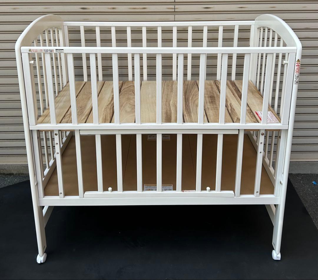 【配達・引取】カトージ　ハイポジションベビーベッド アーチ　白　大阪・兵庫