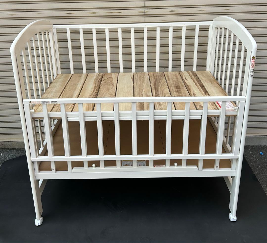 【配達・引取】カトージ　ハイポジションベビーベッド アーチ　白　大阪・兵庫