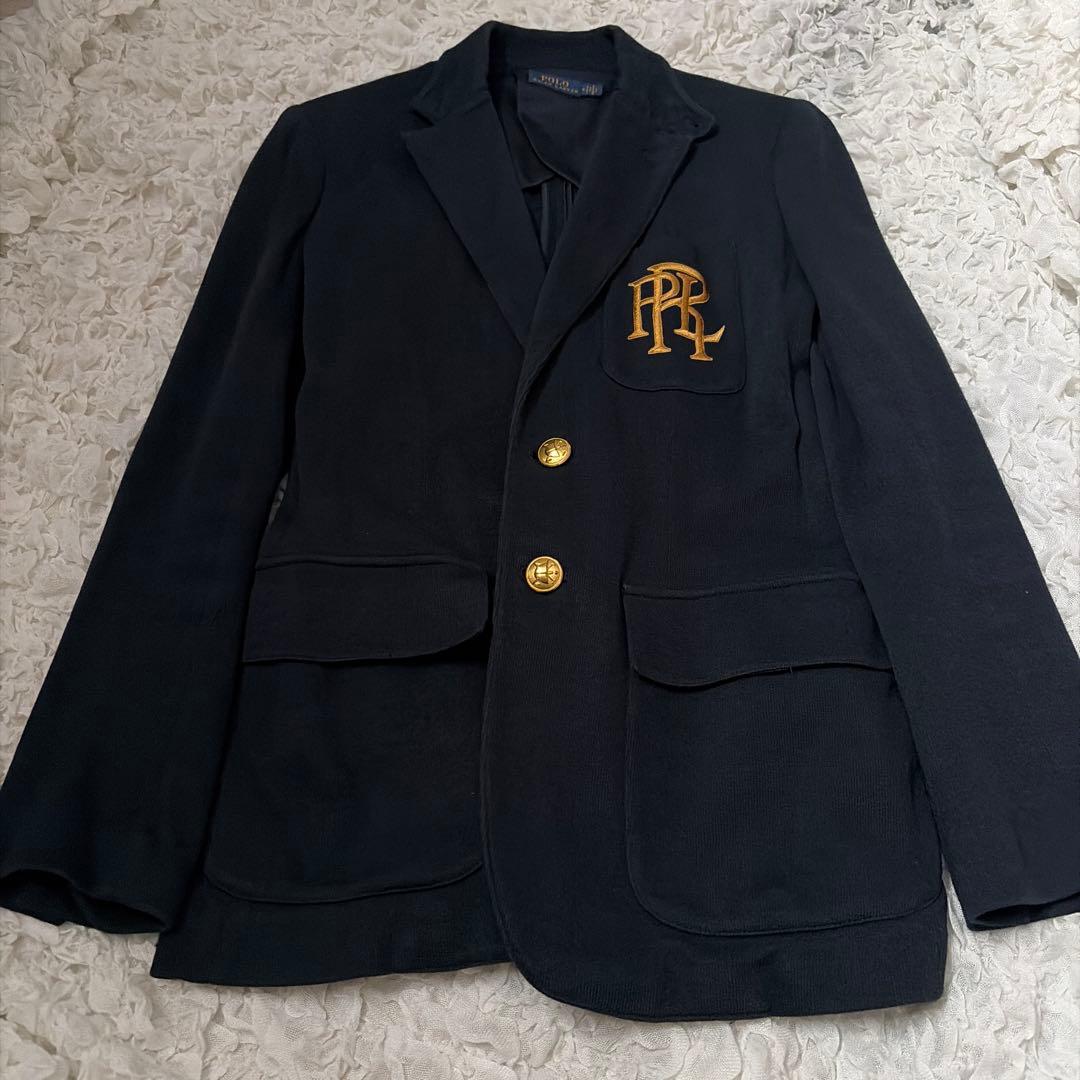 ポロラルフローレン　紺ブレ　ジャケット　金ボタン　ネイビー　ロゴ刺繍　サイズ4