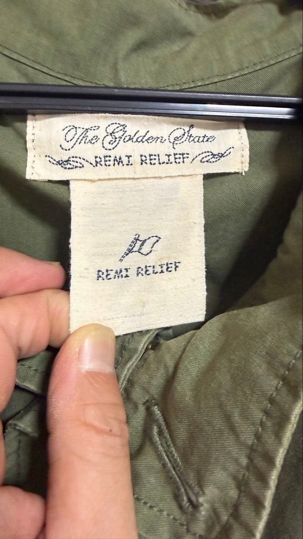 REMI RELIEF オリーブ モッズコート 取り外しフード付き