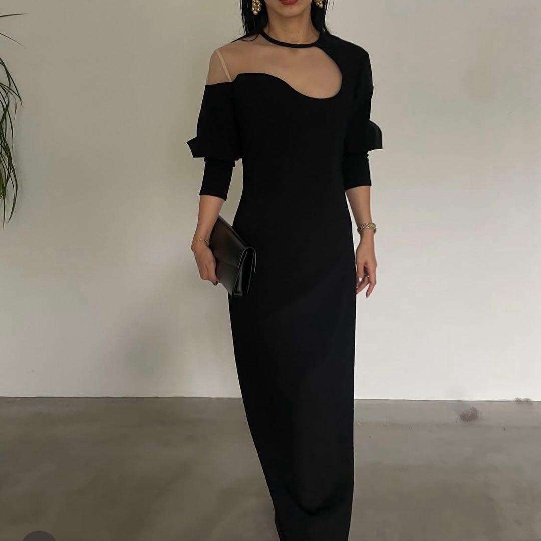 fram様　Ameri LAKE CURVE TRICOT RIB DRESS