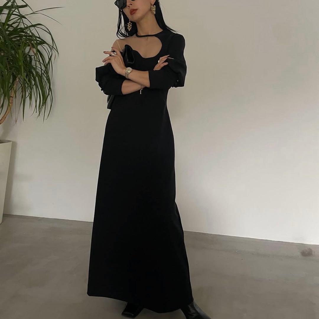 fram様　Ameri LAKE CURVE TRICOT RIB DRESS