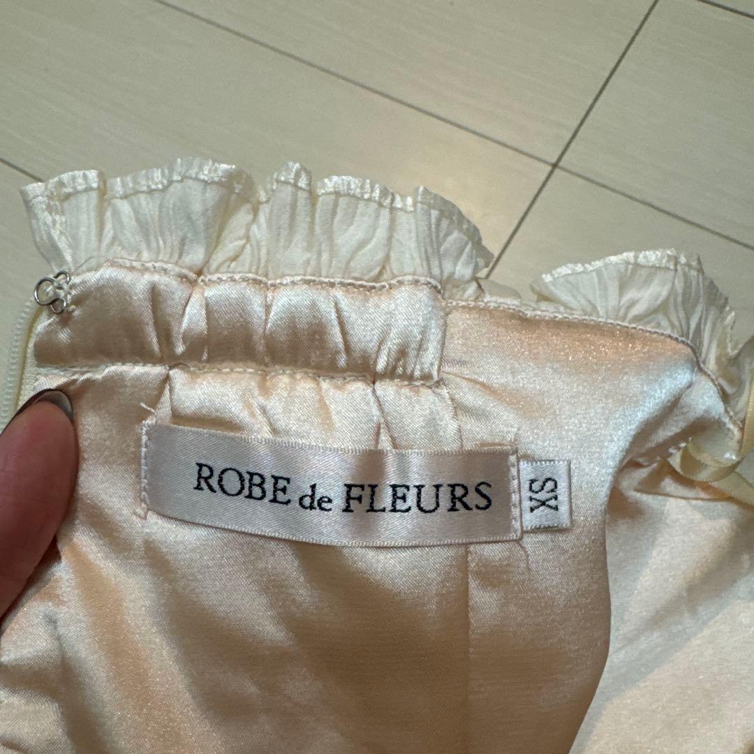 ROBE de FLEURS シャーリングドレス XSサイズ クリーム