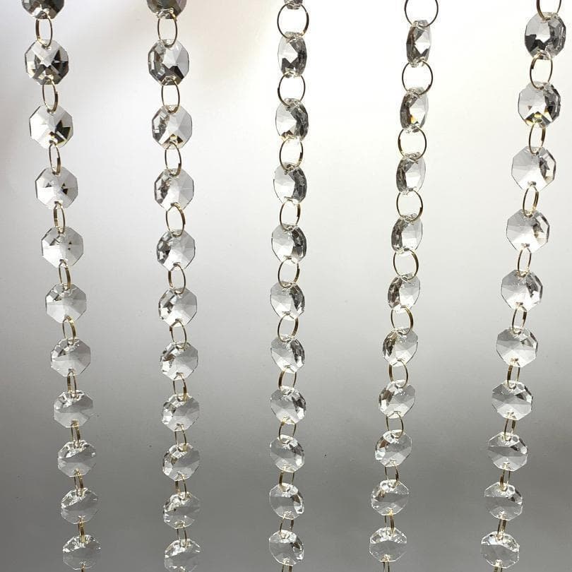 クリスタルガラスカーテン20本 八角 ゴールド丸カン のれん クリスタルチェーン