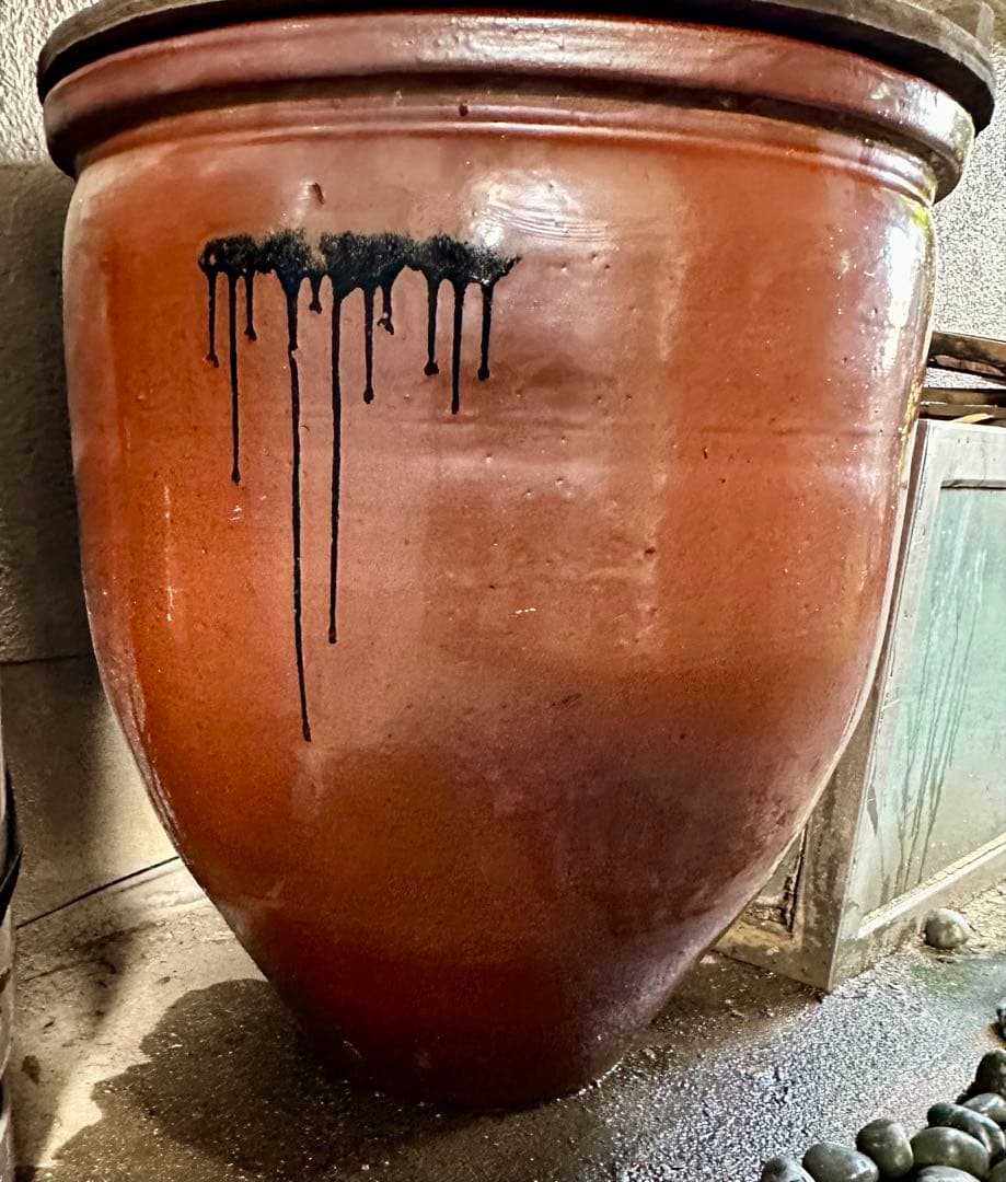 大型水甕 58cm×60cm 甕 巨大壷 水瓶 睡蓮鉢 めだか鉢 金魚鉢 古民具