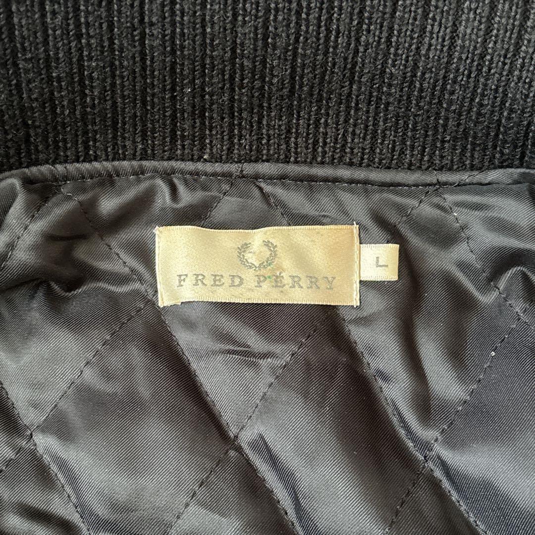 【FRED PERRY】ウールキルティングジャケット　刺繍ロゴ　ハイネック　L