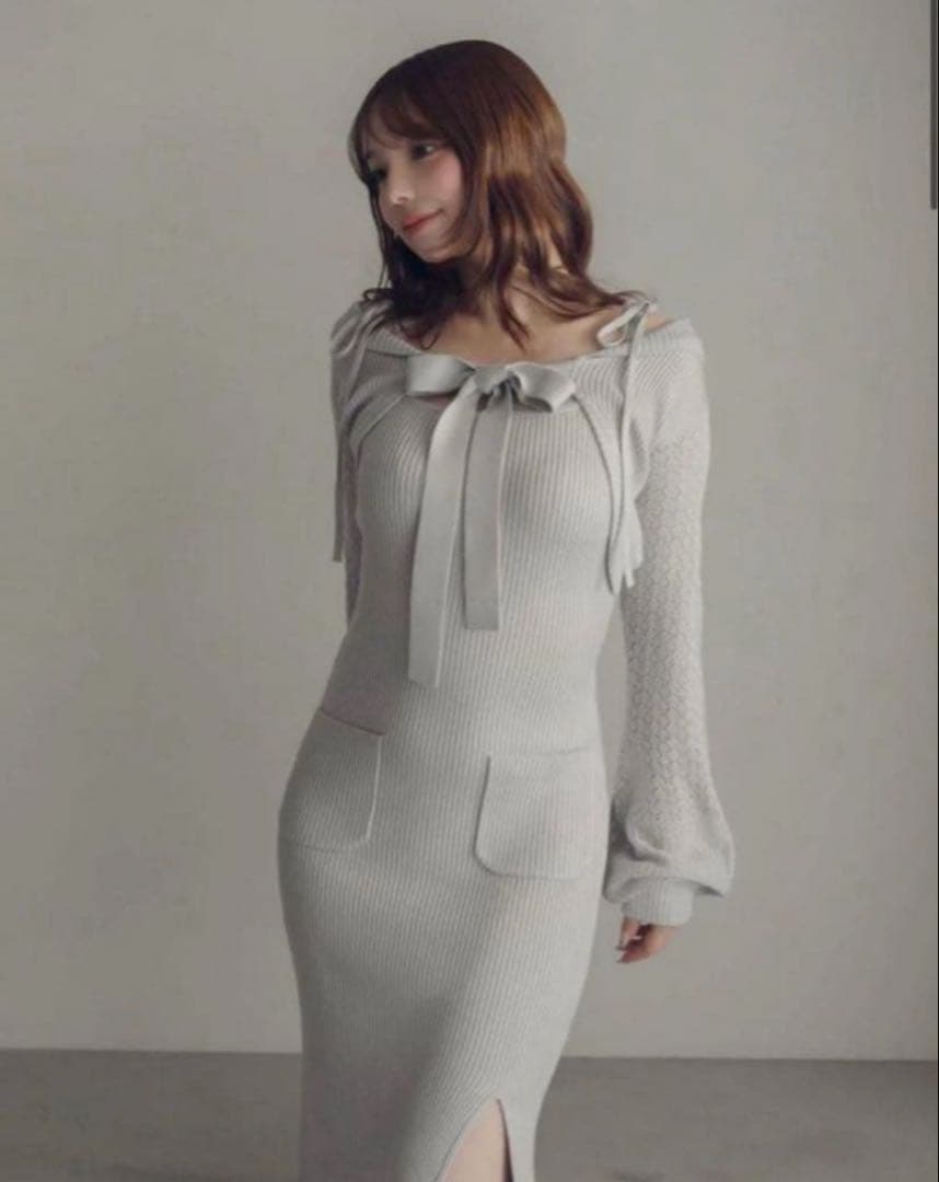 Kyla Crochet Knit Dress ブルー