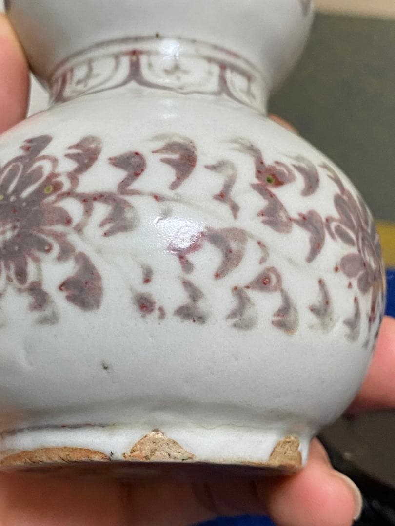 明時代　中国美術　釉里紅　花瓶　中国古玩　骨董品保証