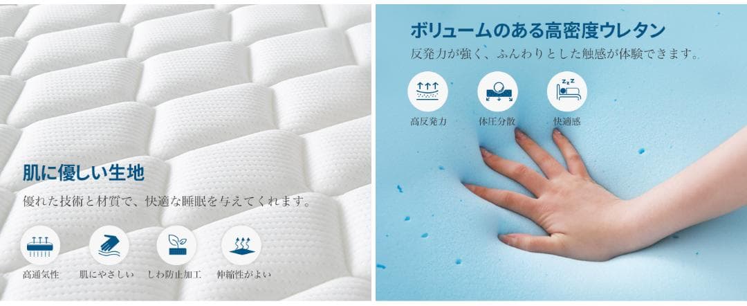 マットレス　セミダブル　高反発マットレス 極厚24cm体圧分散通気性抗菌防臭加工