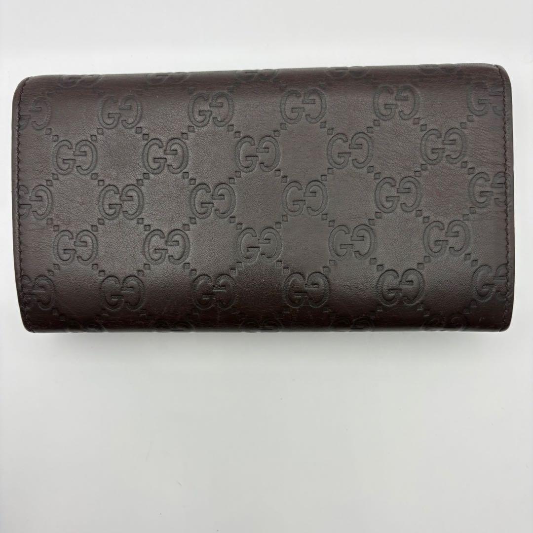 GUCCI グッチ GG 長財布 シマ ブラウン レザー 本革 外箱付