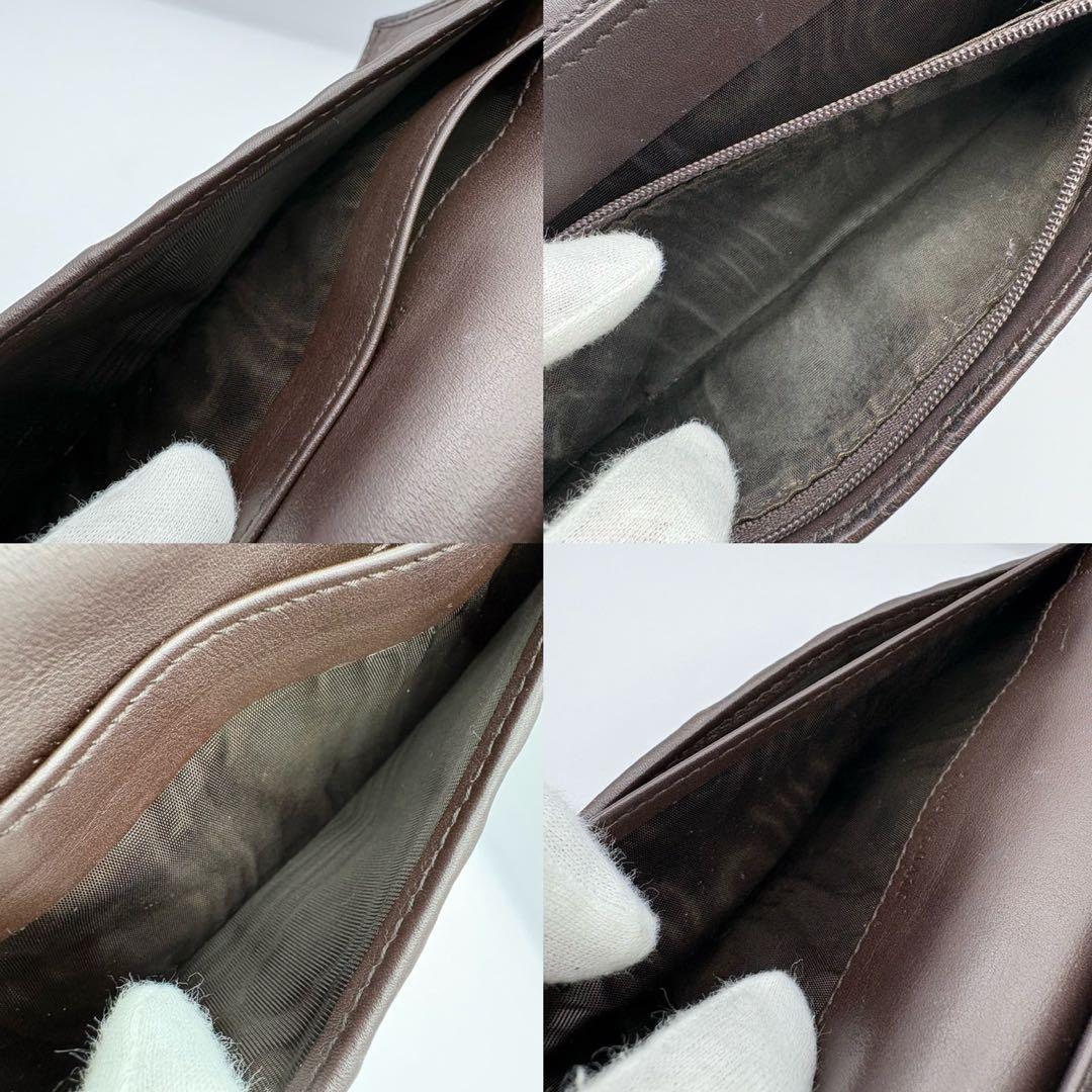 GUCCI グッチ GG 長財布 シマ ブラウン レザー 本革 外箱付