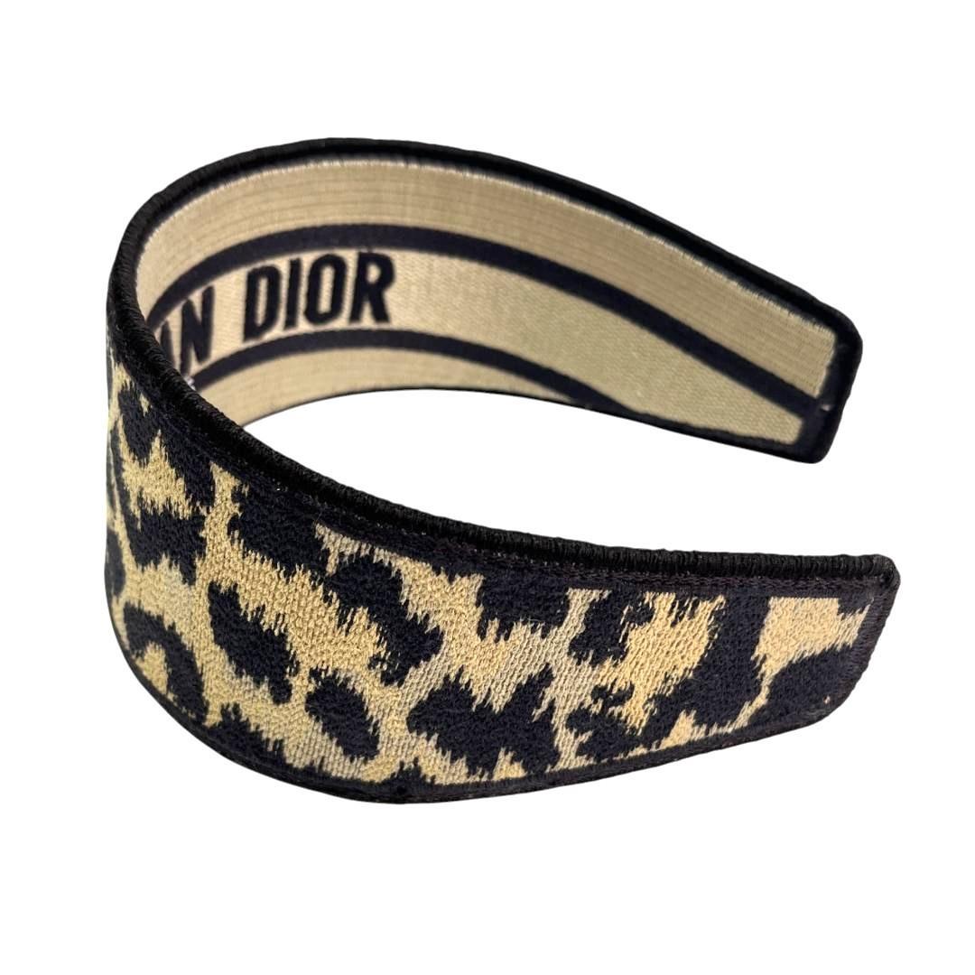 美品 Dior ディオール オブリーク カチューシャ ヘッドバンド レオパード