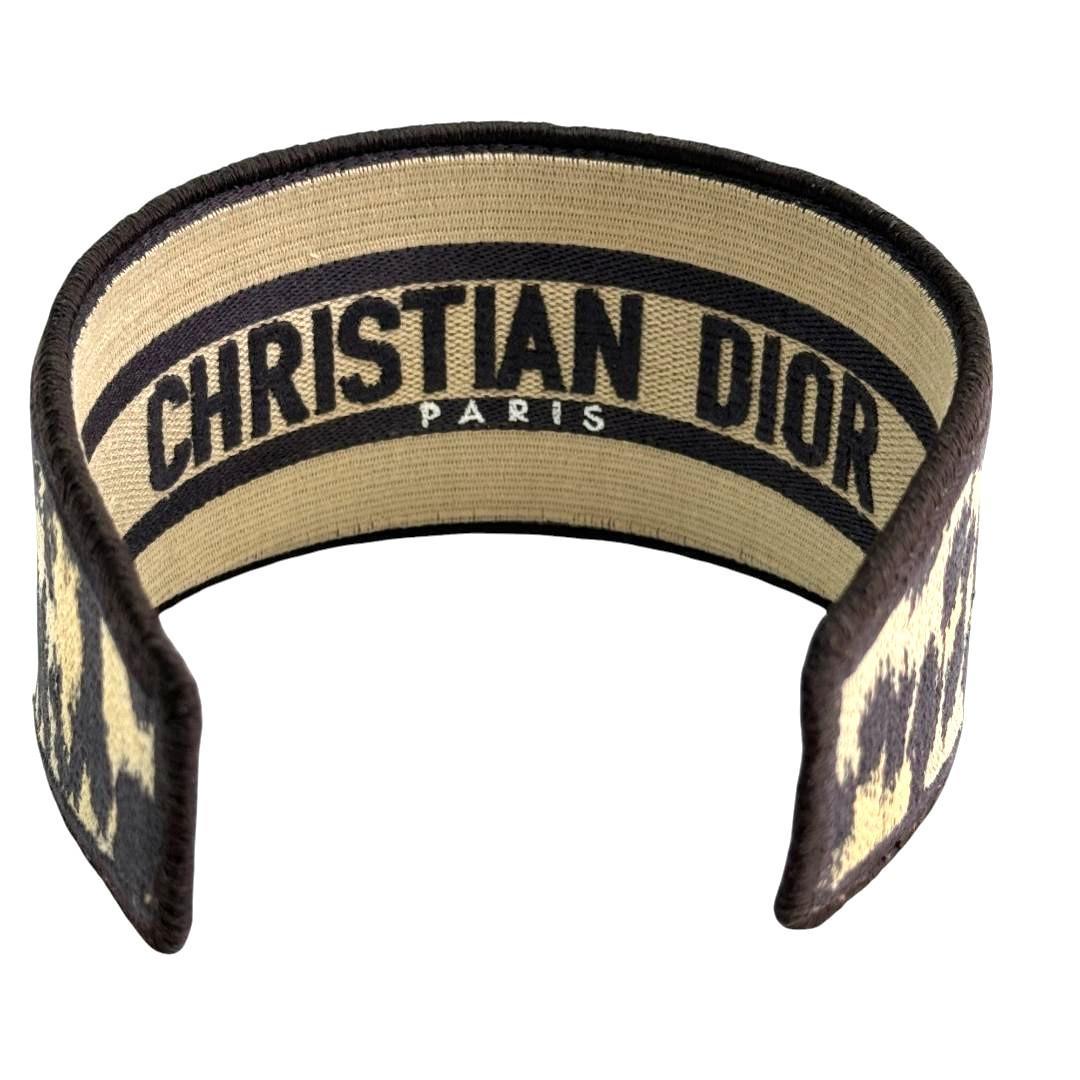 美品 Dior ディオール オブリーク カチューシャ ヘッドバンド レオパード