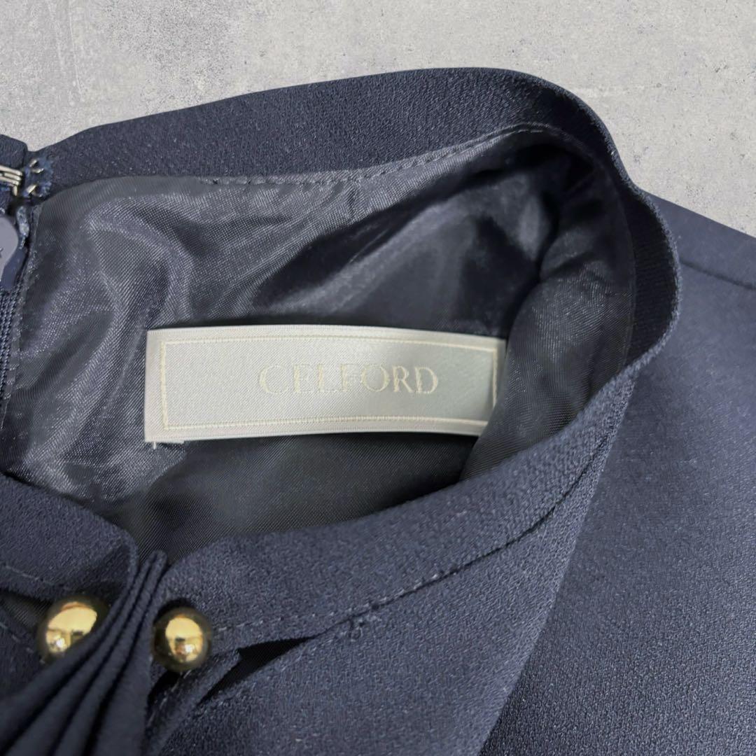 まいまいとCELFORD 36 濃紺 ボウタイプリーツワンピース 卒業