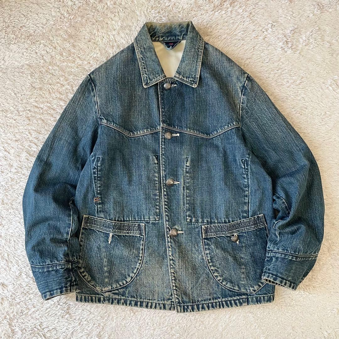 希少 45rpm カバーオール デニムジャケット 4 インディゴ ロゴ刺繍