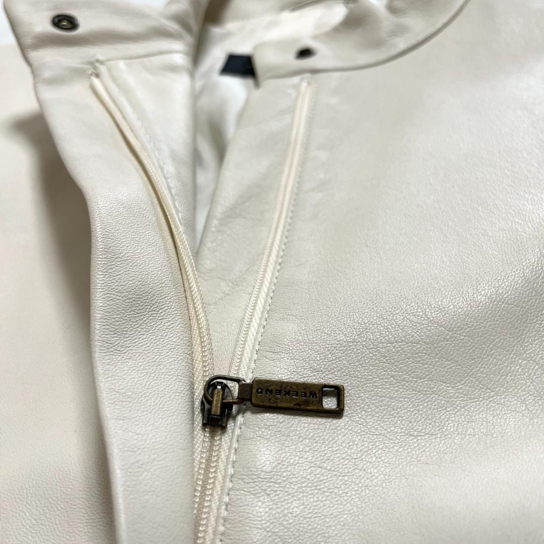 ✨MaxMara　マックスマーラ　レザージャケット　本革　ホワイト