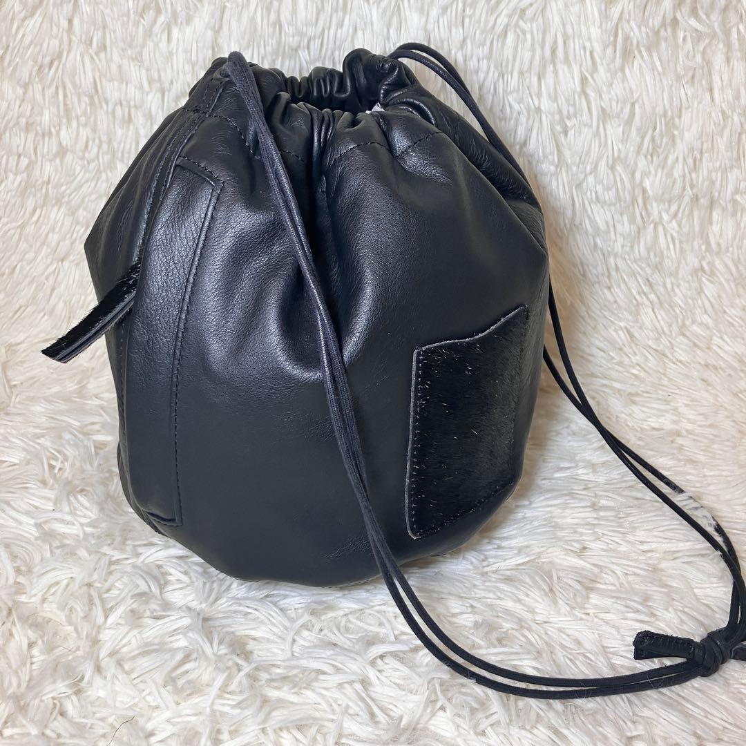 ☆希少美品☆ SLOW＆CO BEAMS 巾着バッグ 極美品 レザー 牛革