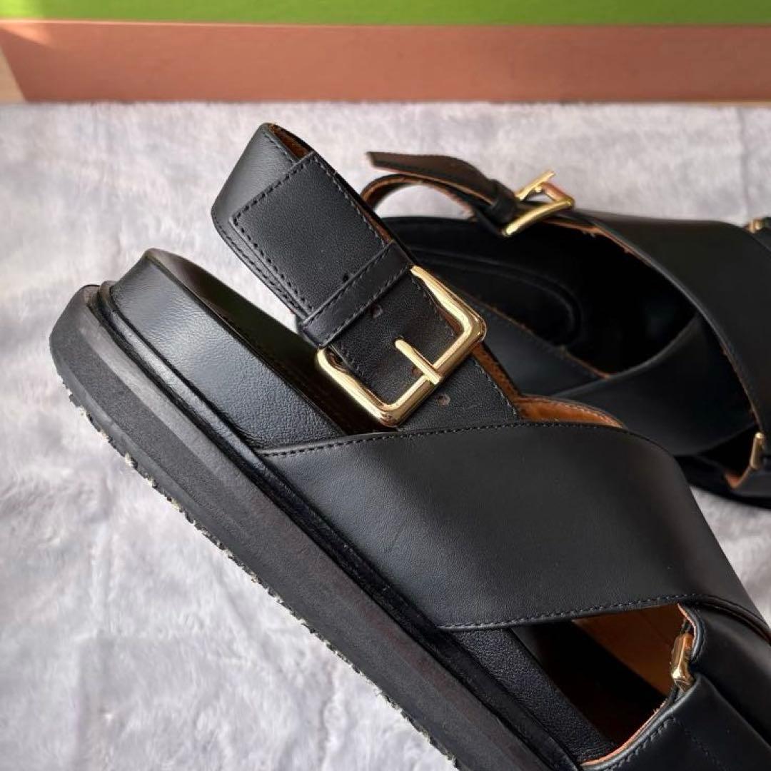 MARNI マルニ クリスクロス スフベット レザーサンダル ブラック 36