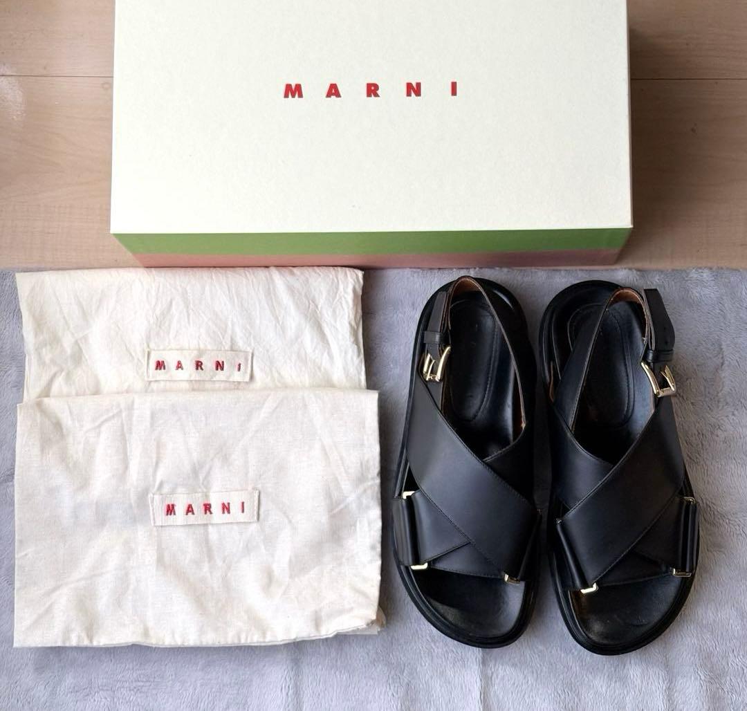 MARNI マルニ クリスクロス スフベット レザーサンダル ブラック 36