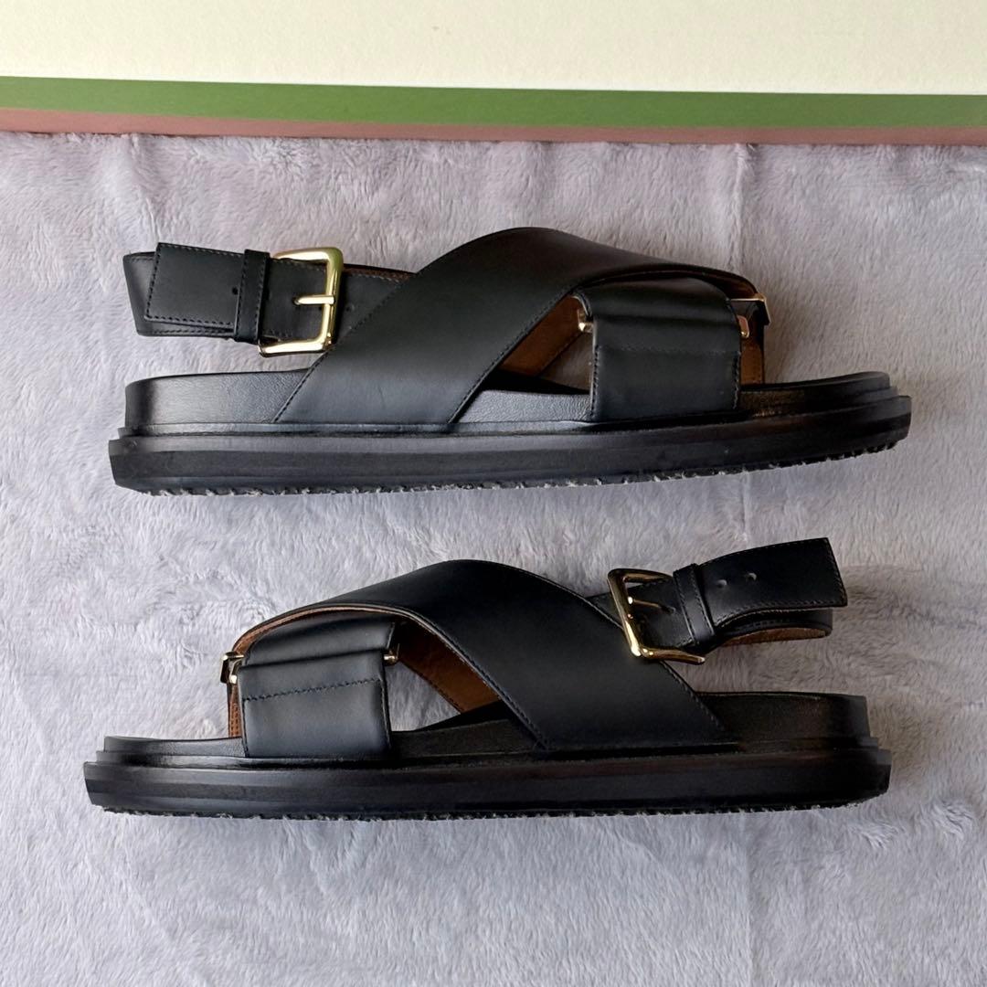 MARNI マルニ クリスクロス スフベット レザーサンダル ブラック 36