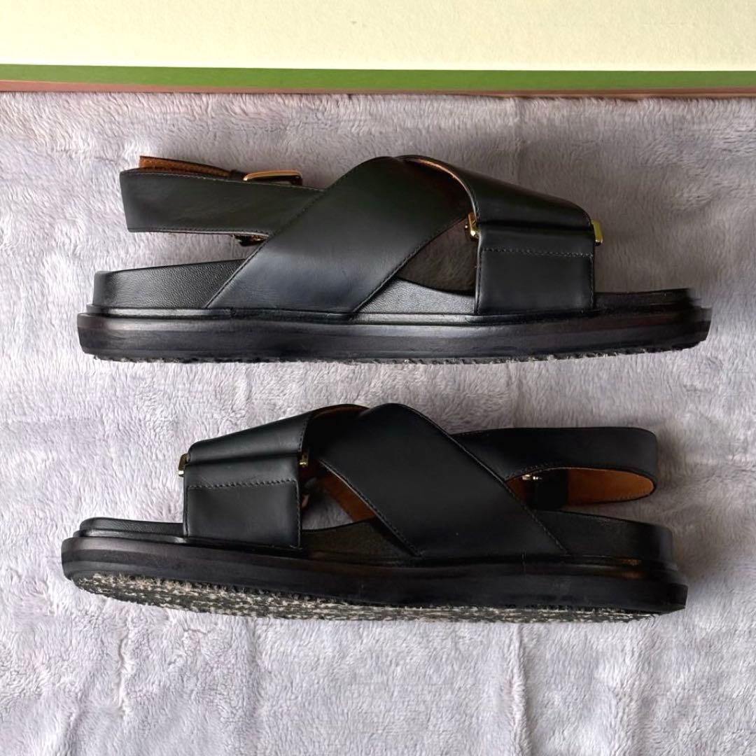 MARNI マルニ クリスクロス スフベット レザーサンダル ブラック 36