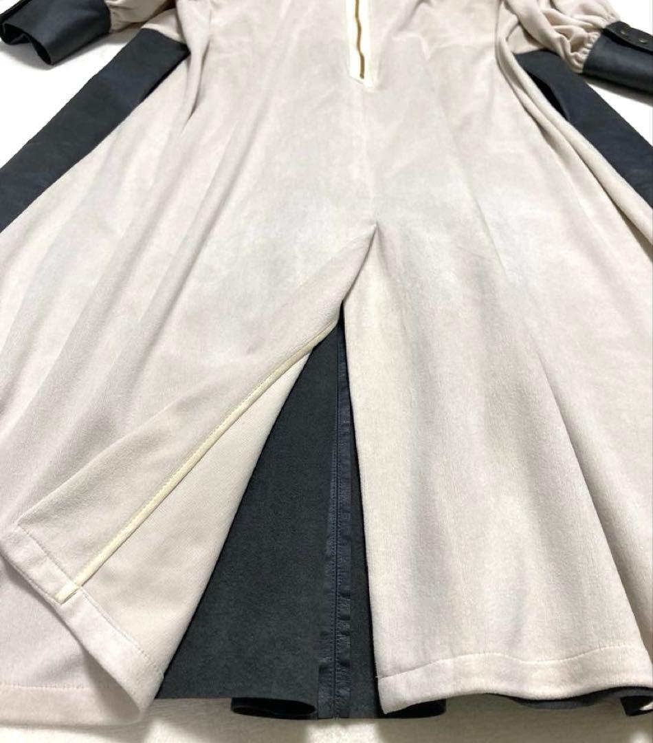 ★田中野夫★サポートサーフェス　エコレザー　切替　ロングワンピース　配色