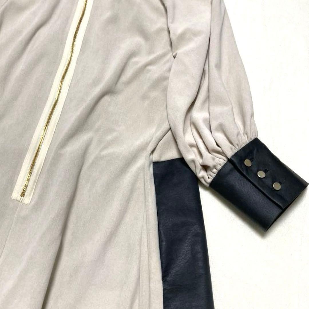 ★田中野夫★サポートサーフェス　エコレザー　切替　ロングワンピース　配色