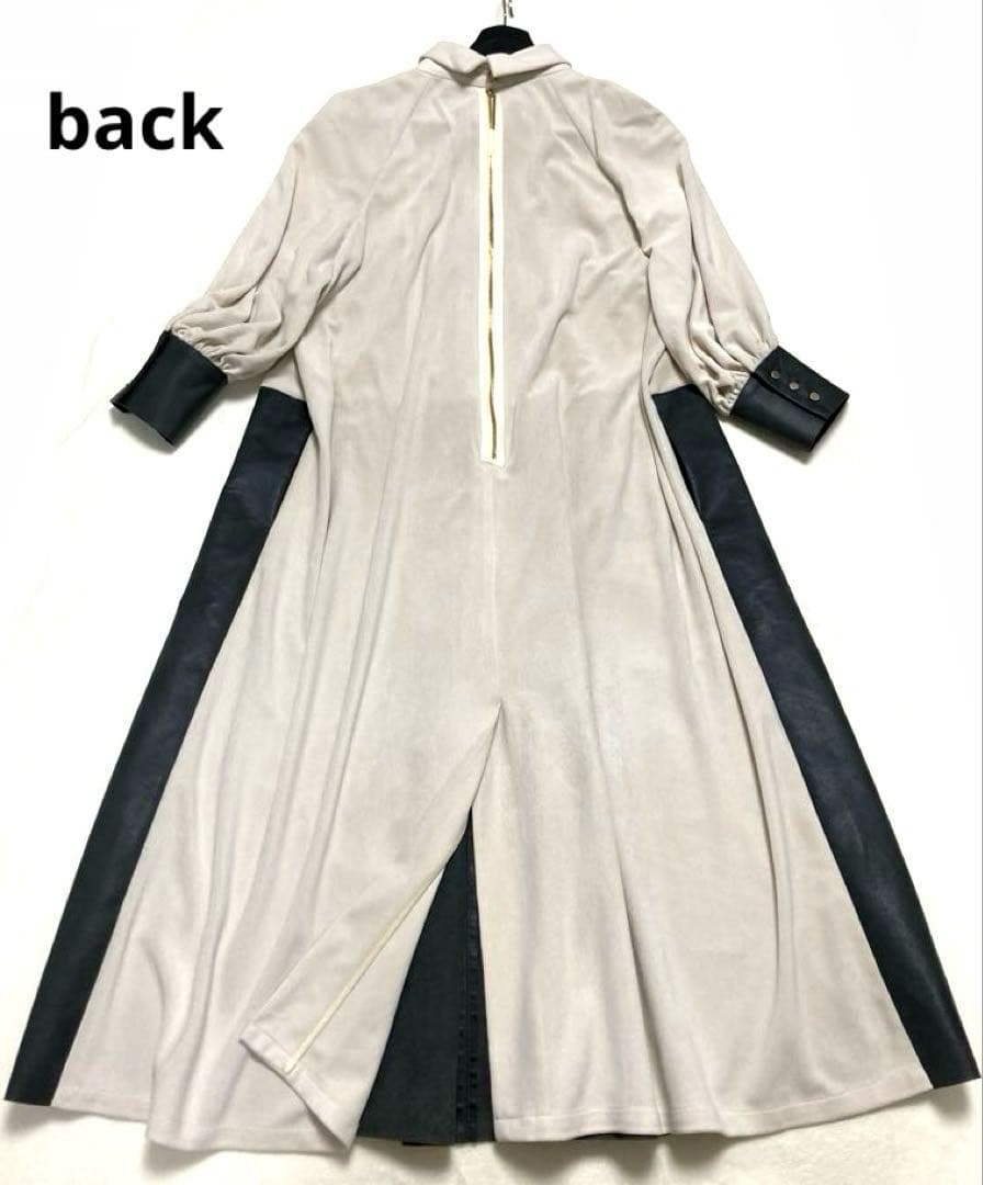 ★田中野夫★サポートサーフェス　エコレザー　切替　ロングワンピース　配色