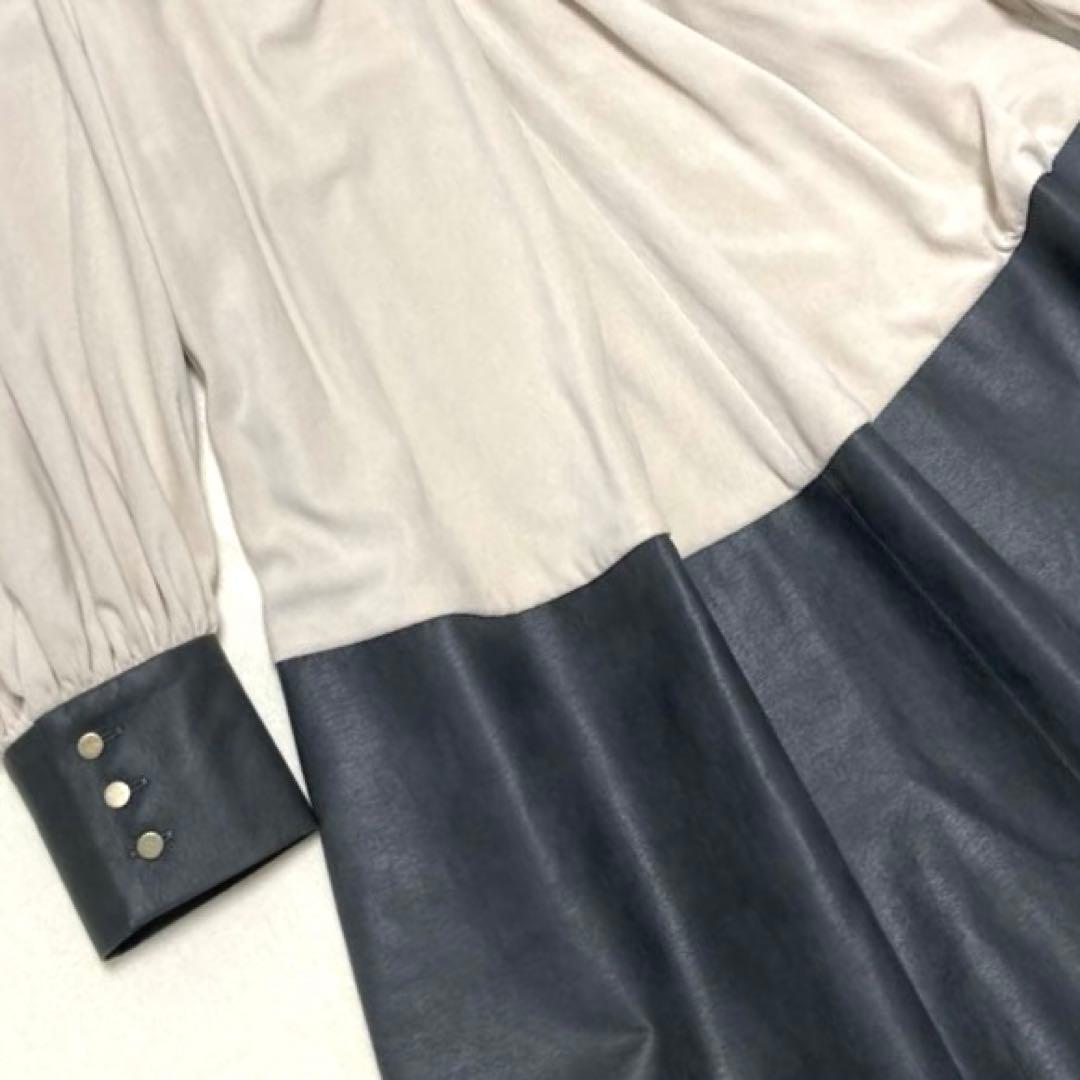 ★田中野夫★サポートサーフェス　エコレザー　切替　ロングワンピース　配色