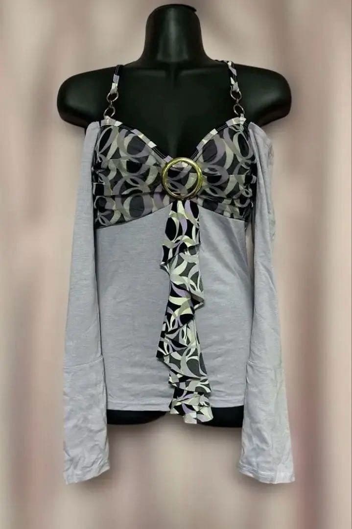 未使用　d.i.a 長袖チュニック 紫　パターンデザイン