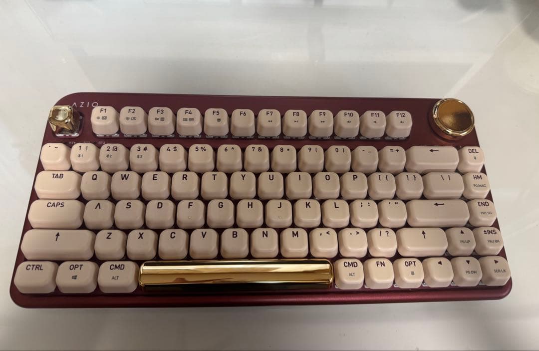レトロデザイン ワインレッド Bluetoothキーボード
