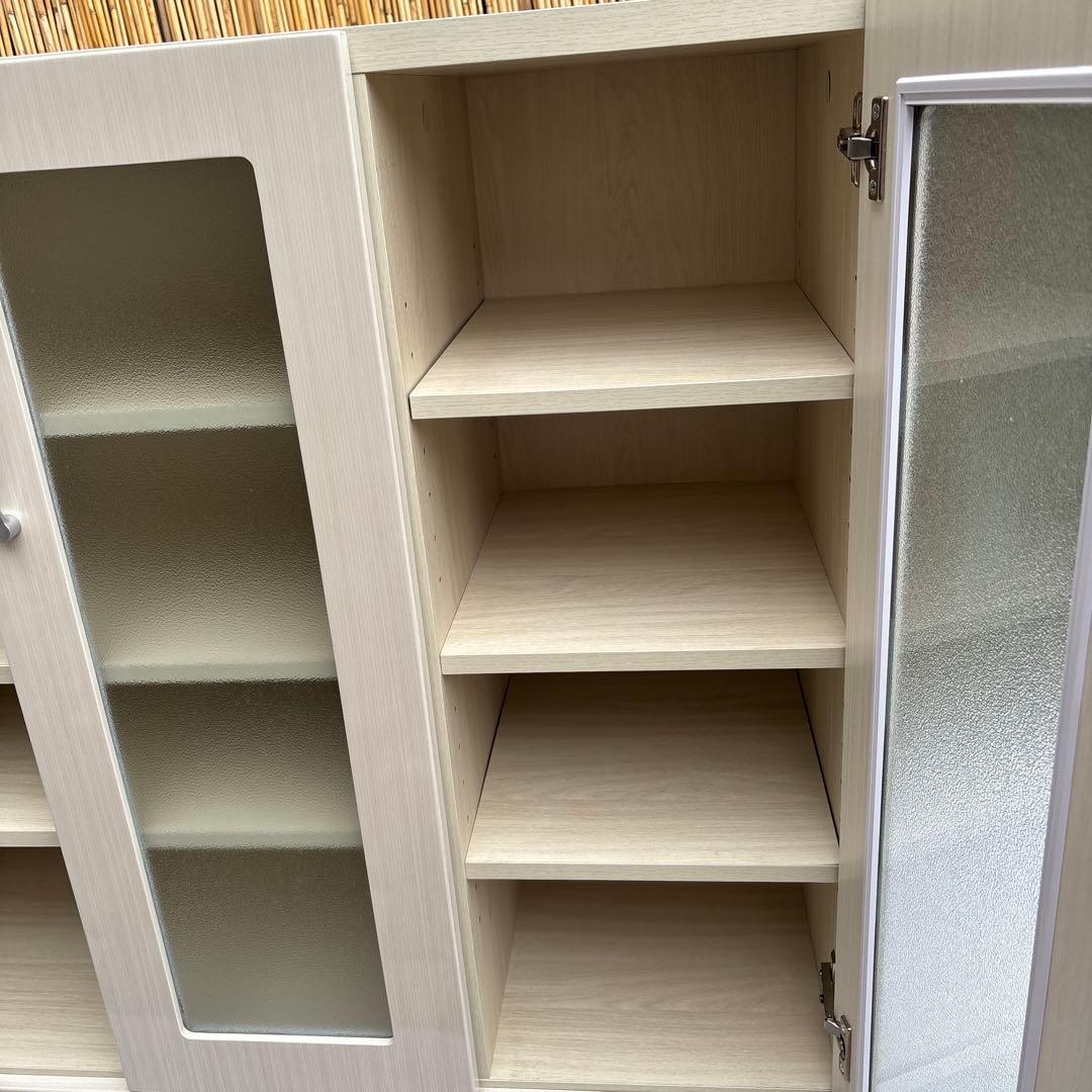 ぼん家具 食器棚 ロータイプ カップボード キッチン収納 ホワイト