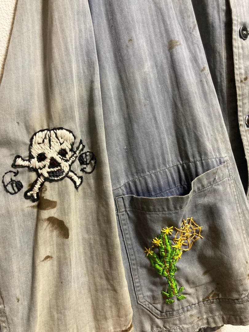 vintageボロ古着 刺繍　ワークジャケット