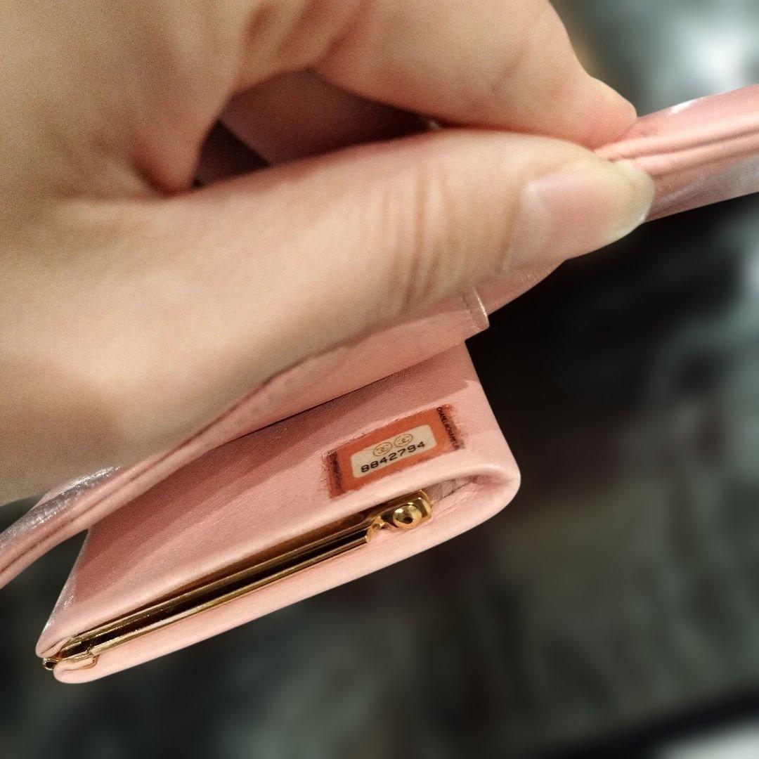 CHANEL キャビアスキン 長財布 がま口 ピンク