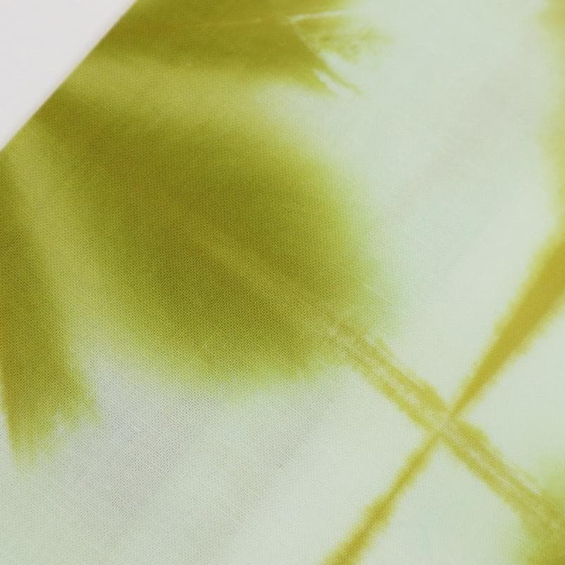 《長尺■しぼり浴衣◆雪花絞■板締め絞り■白×菜種油色◆木綿着物◆UG7-15》