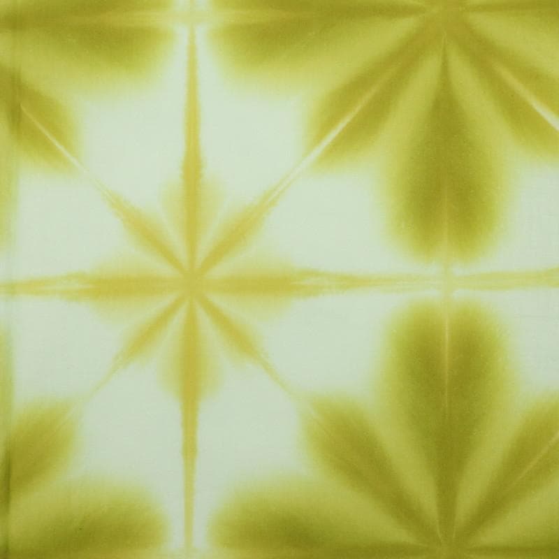 《長尺■しぼり浴衣◆雪花絞■板締め絞り■白×菜種油色◆木綿着物◆UG7-15》