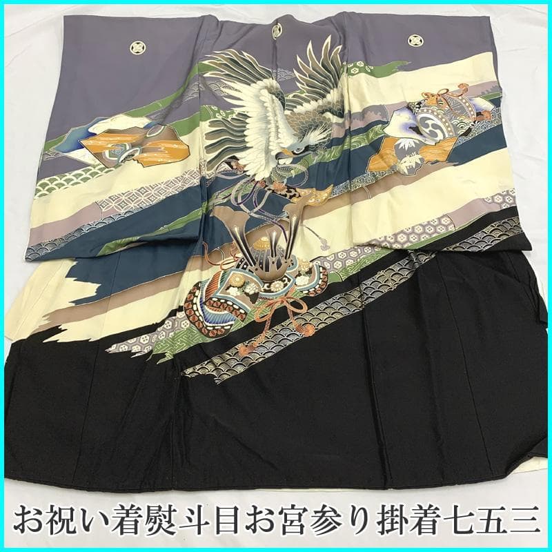 401ay27, 504ax54 □お宮参り掛け着 男児祝い着 長襦袢付□